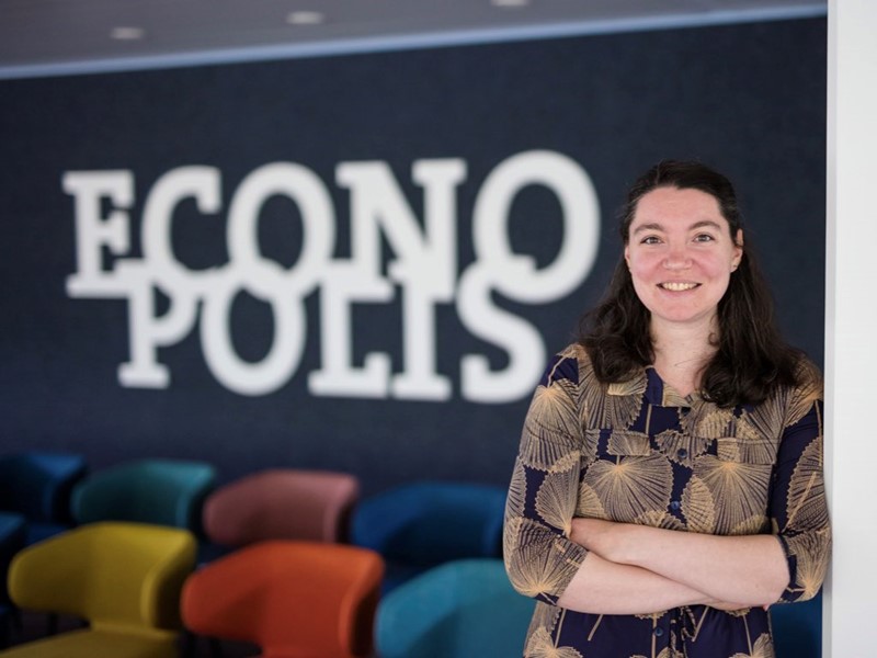 Smiling co-worker in conference room